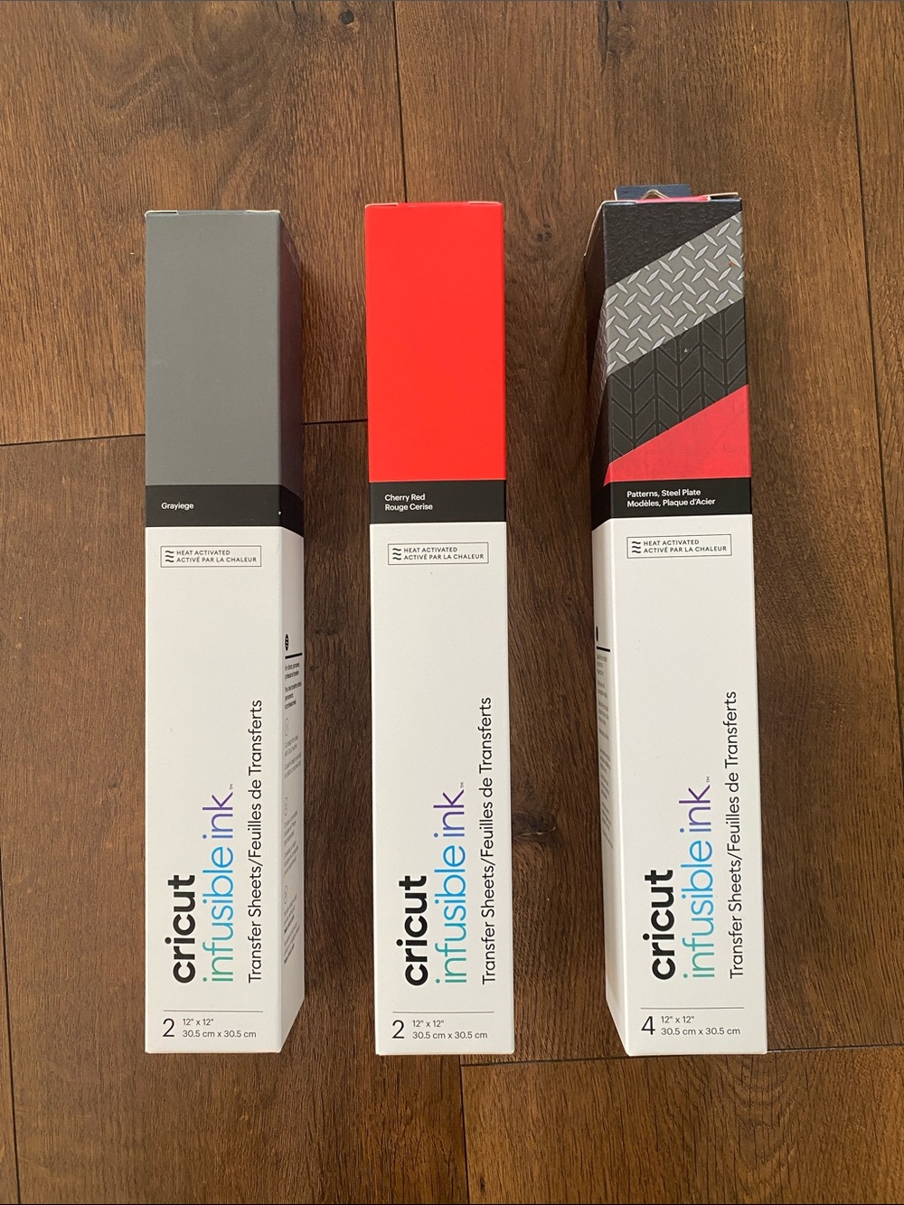 Cricut infusible ink transfer sheets bundle of 3 Red, Gray, Car Track Patterns
